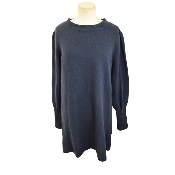 Hill House Womens The Stevie Dress Knit Midi Puff Sleeve Merino Wool Long Sleeve